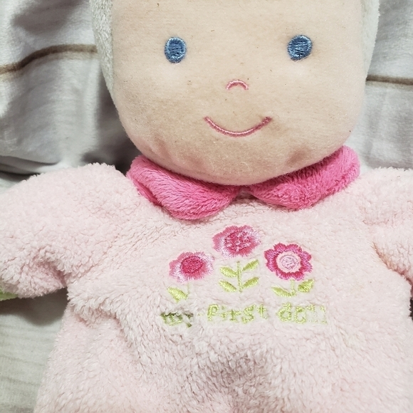 Carters Just One Year My First Doll 9" Plush Blonde Blue Eyes Prestige Rattle - Picture 3 of 7